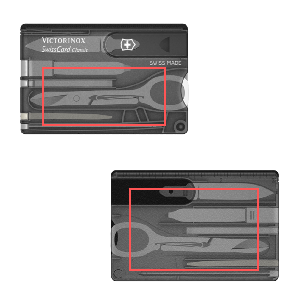 Victorinox SwissCard 0.7100 Druckbereiche
