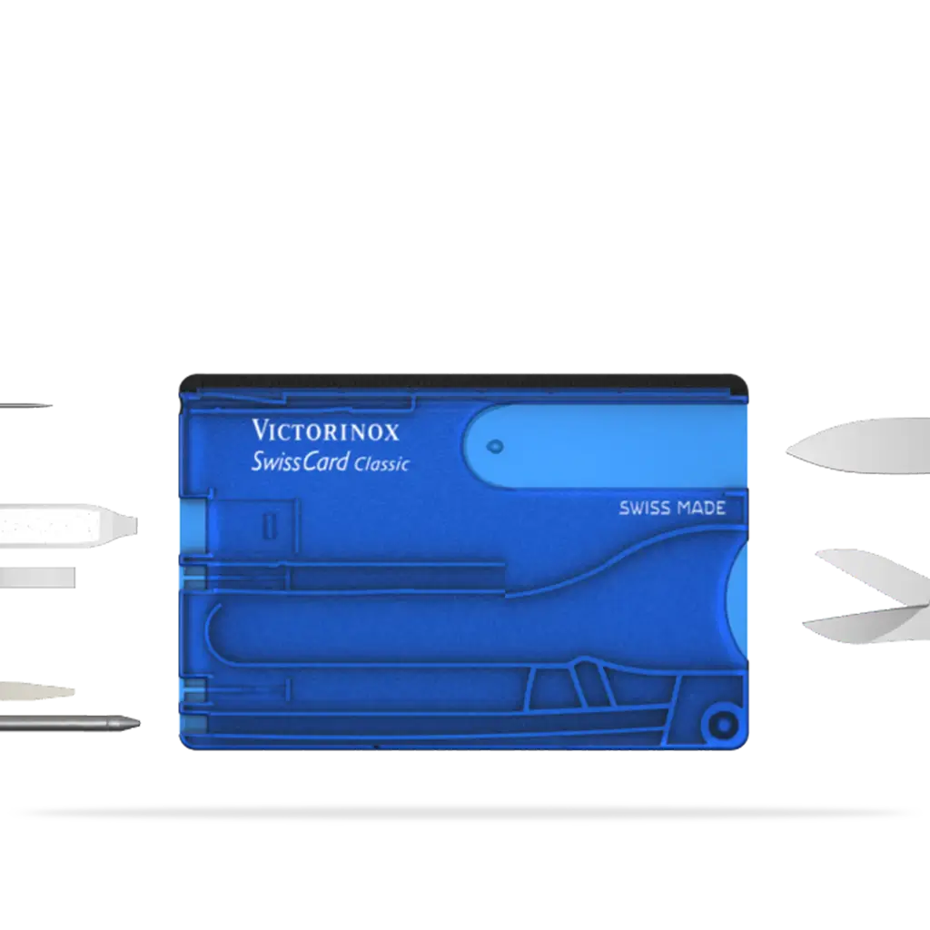 Victorinox Swiss Card Classic Blau Transparent Offen Front 0.7100.T2