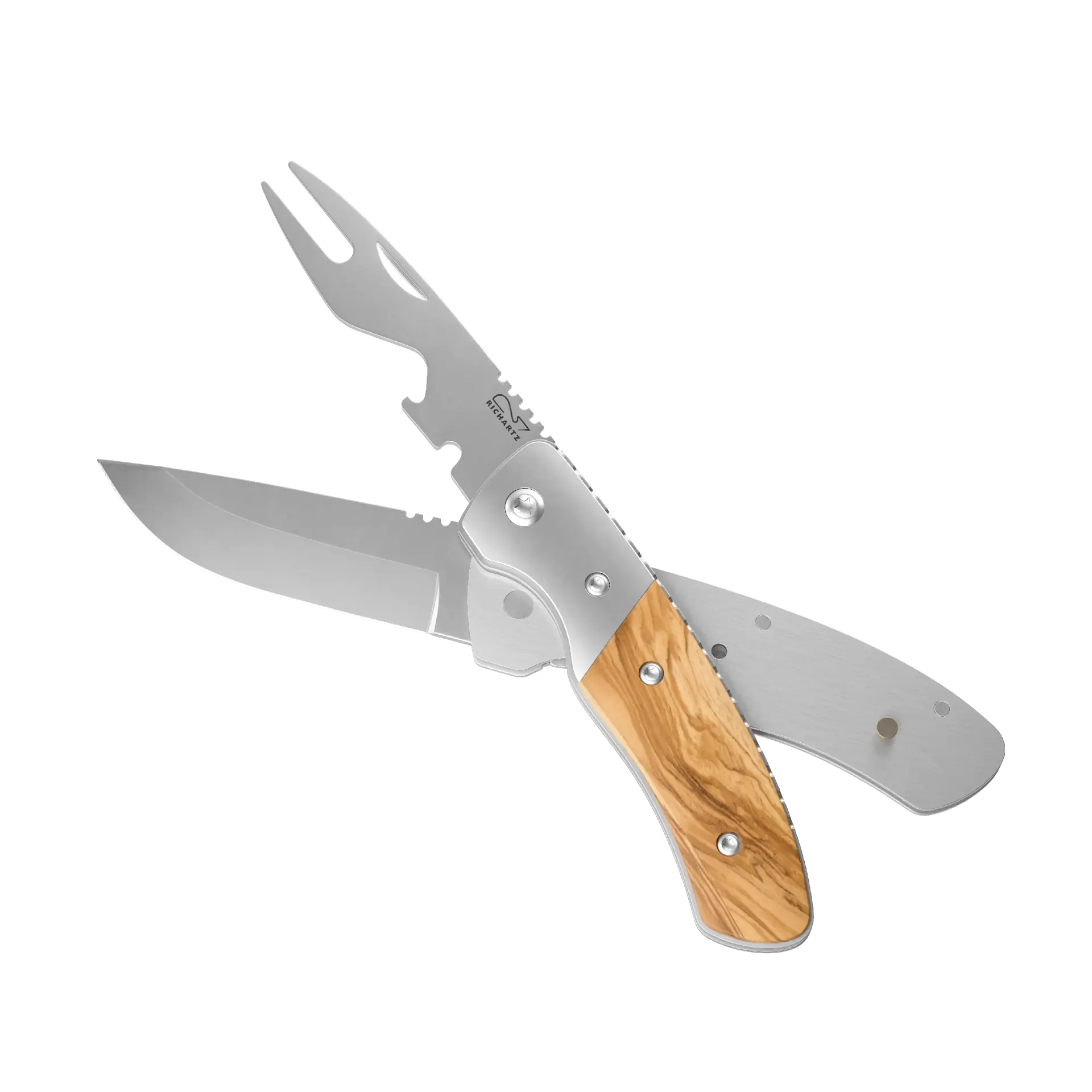 RICHARTZ LEO picknick olive Taschenmesser und Gabel praktisch im Alltag bei Mister Knife