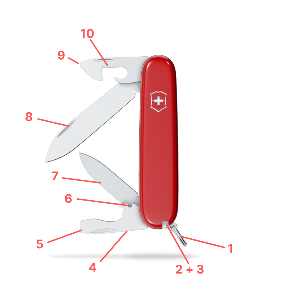Victorinox 0.2503 Recruit 84mm Taschenmesser Funktionen